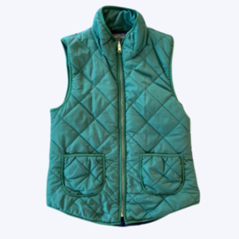 Market & Spruce Green Zip up Quilted Vest Size S